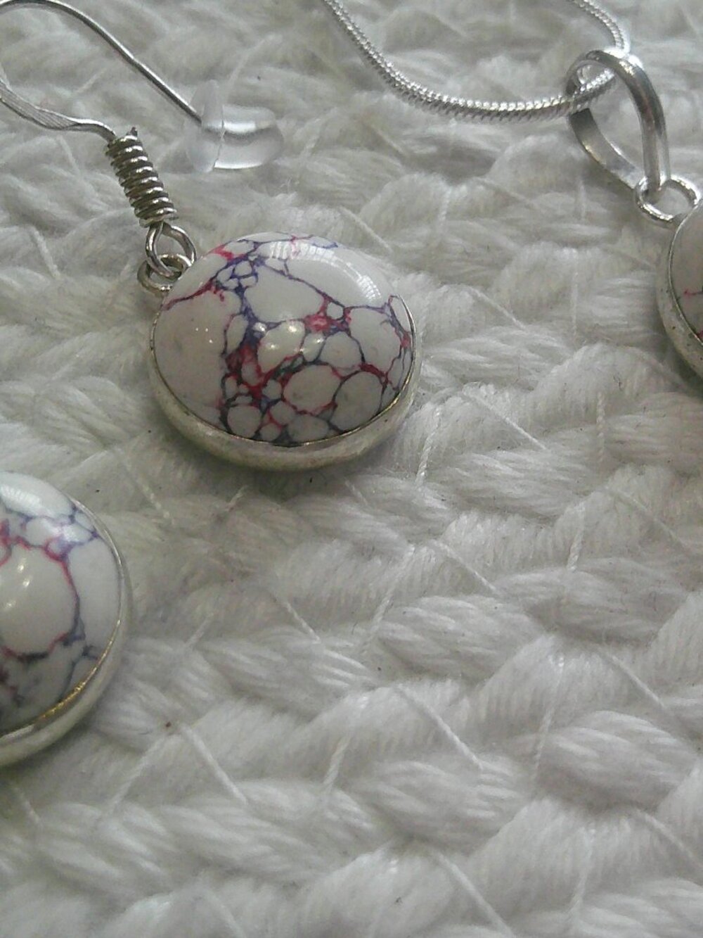 Whimsical COLORFUL MOSAIC JASPER Handmade Sterling 925 Necklace & Earrings #212F